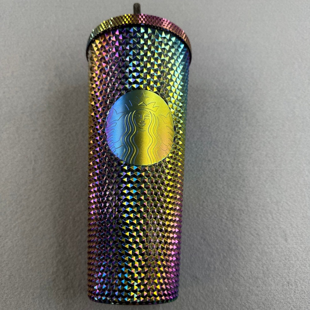 Starbucks Tumbler 24oz Iridescent Oil Slick Studded Venti Cold Cup 2023